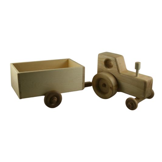 tractor and trailer wooden toy 