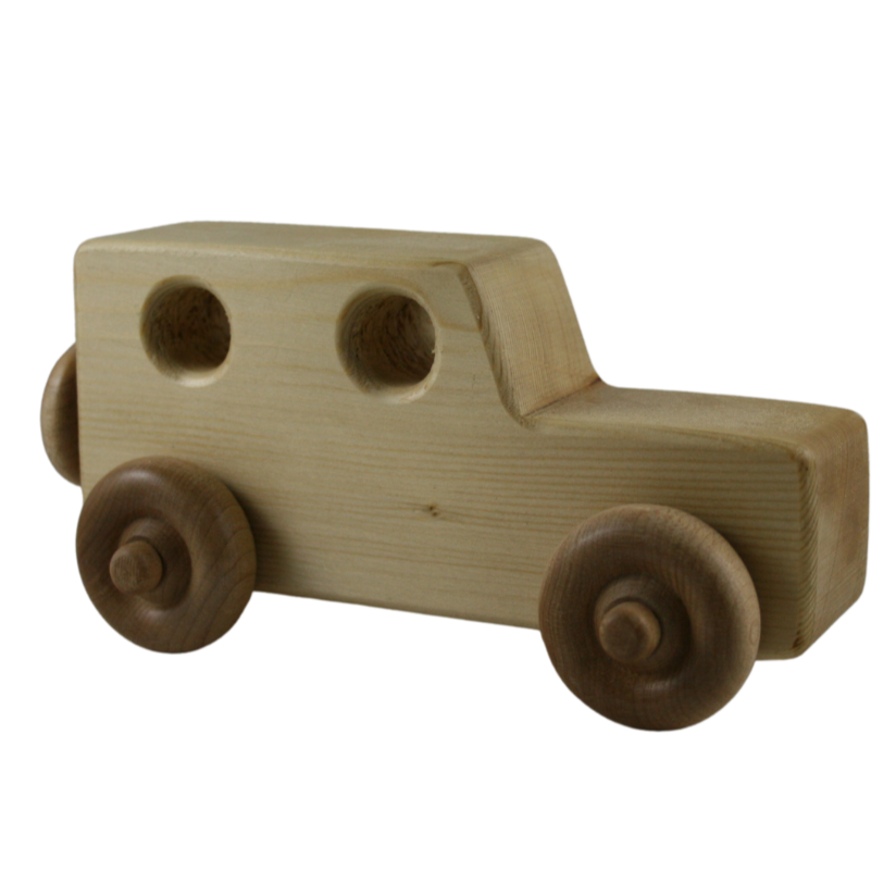 wooden toy jeep car